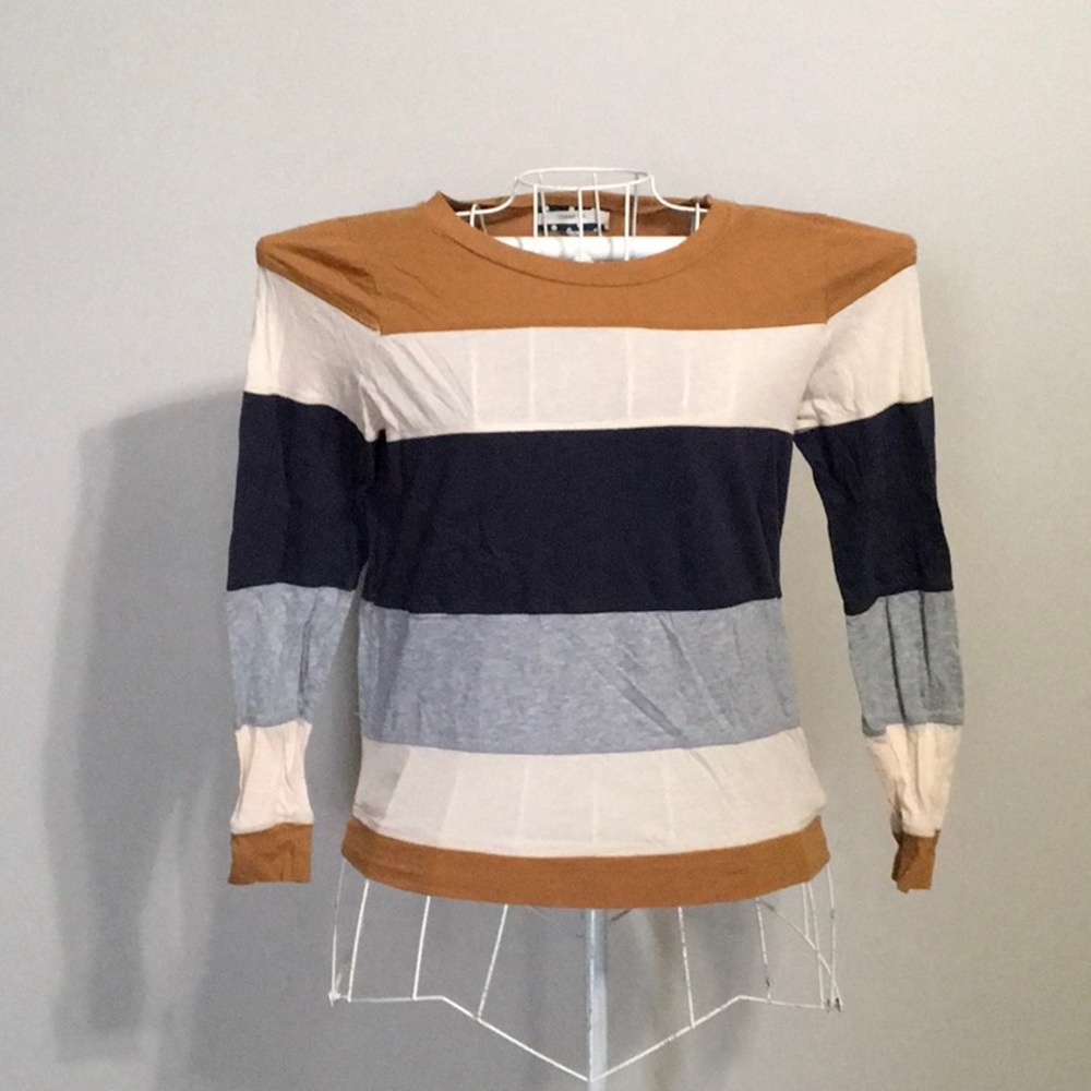 Comme Toi, size small, multi colored striped, long sleeve shirt